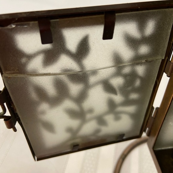 Lantern Tea Light Holder Rustic Copper Colored Frosted Glass IncludesTea Lights - Picture 7 of 11